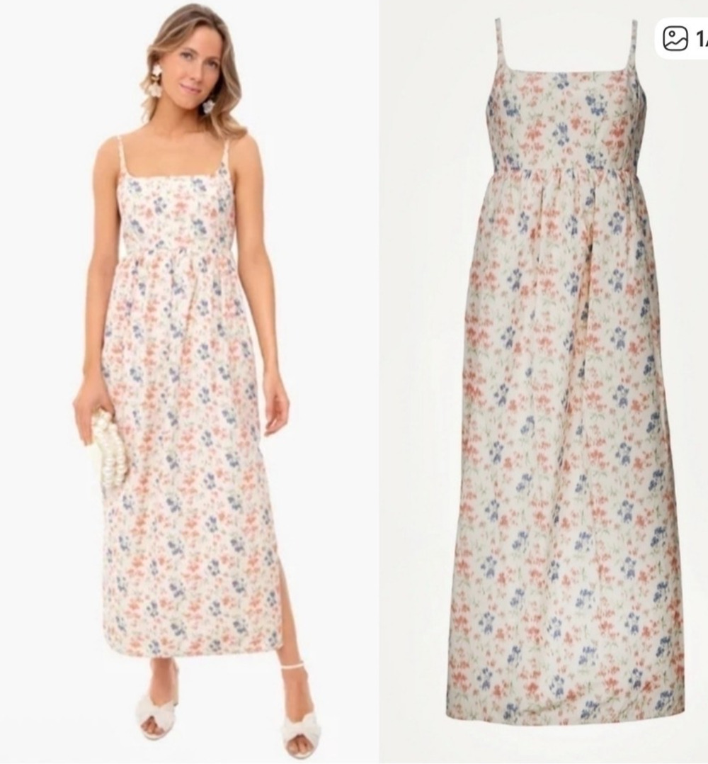 NEW Rebecca Taylor Long Emma Dress Size 8 Floral Maxi Cream Blush Blue Pockets